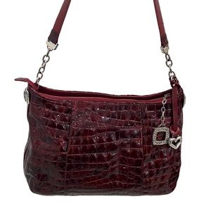 Brighton Burgundy Croc Patent Leather Shoulder Bag